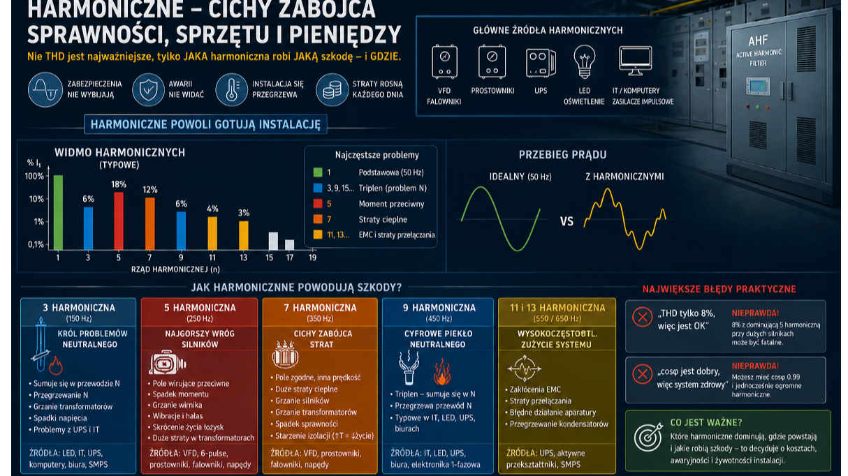 Harmoniczne w sieci elektroenergetycznej: cichy koszt zakładu